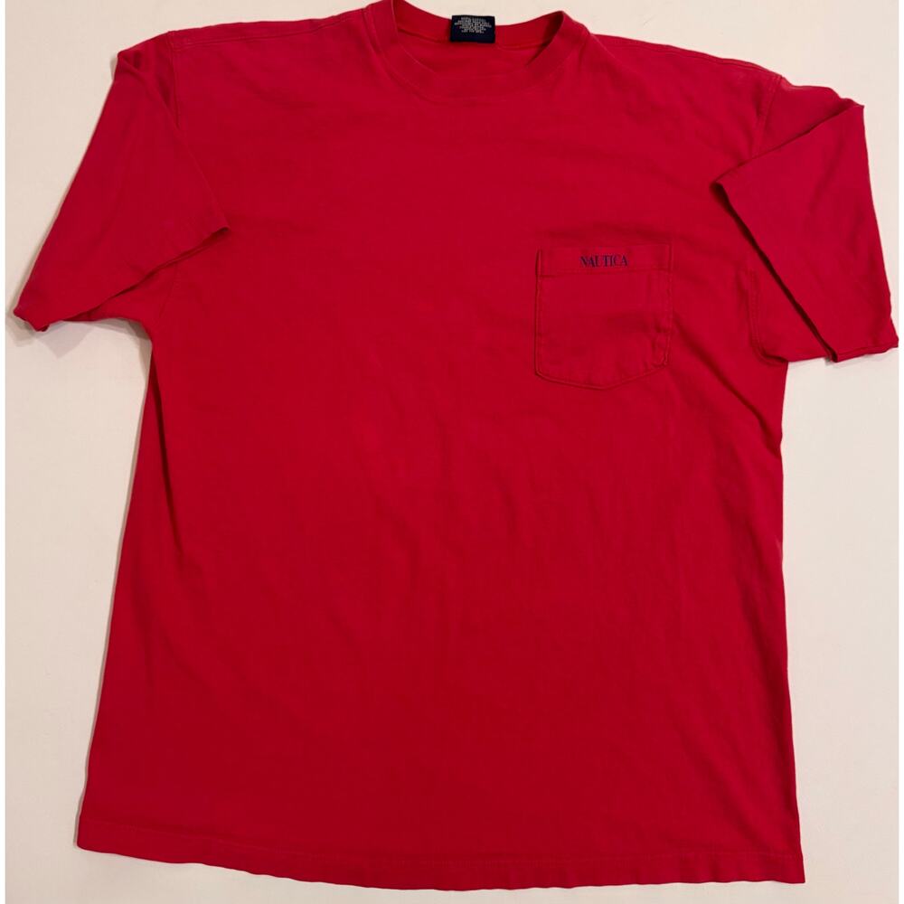 Vtg Nautica T-Shirt Pink/Blue Underwater Nature Reserve Size XL Men Pocket